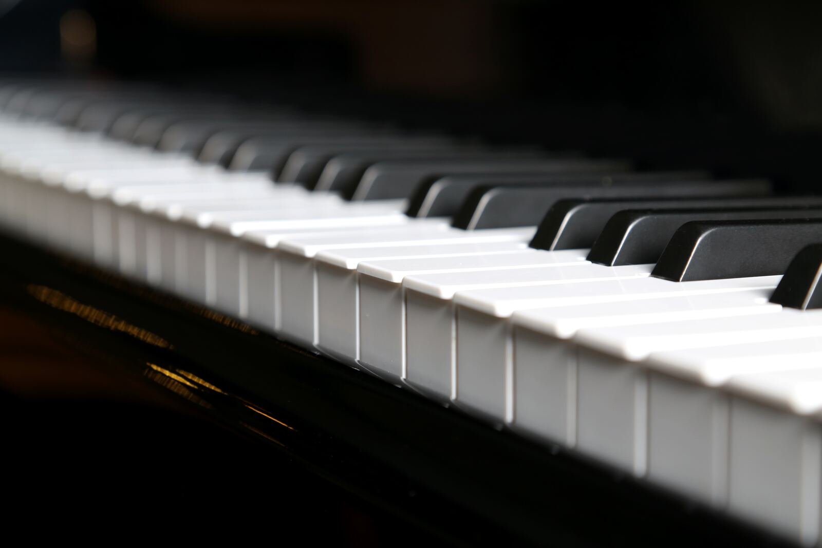 Piano keys in raking light